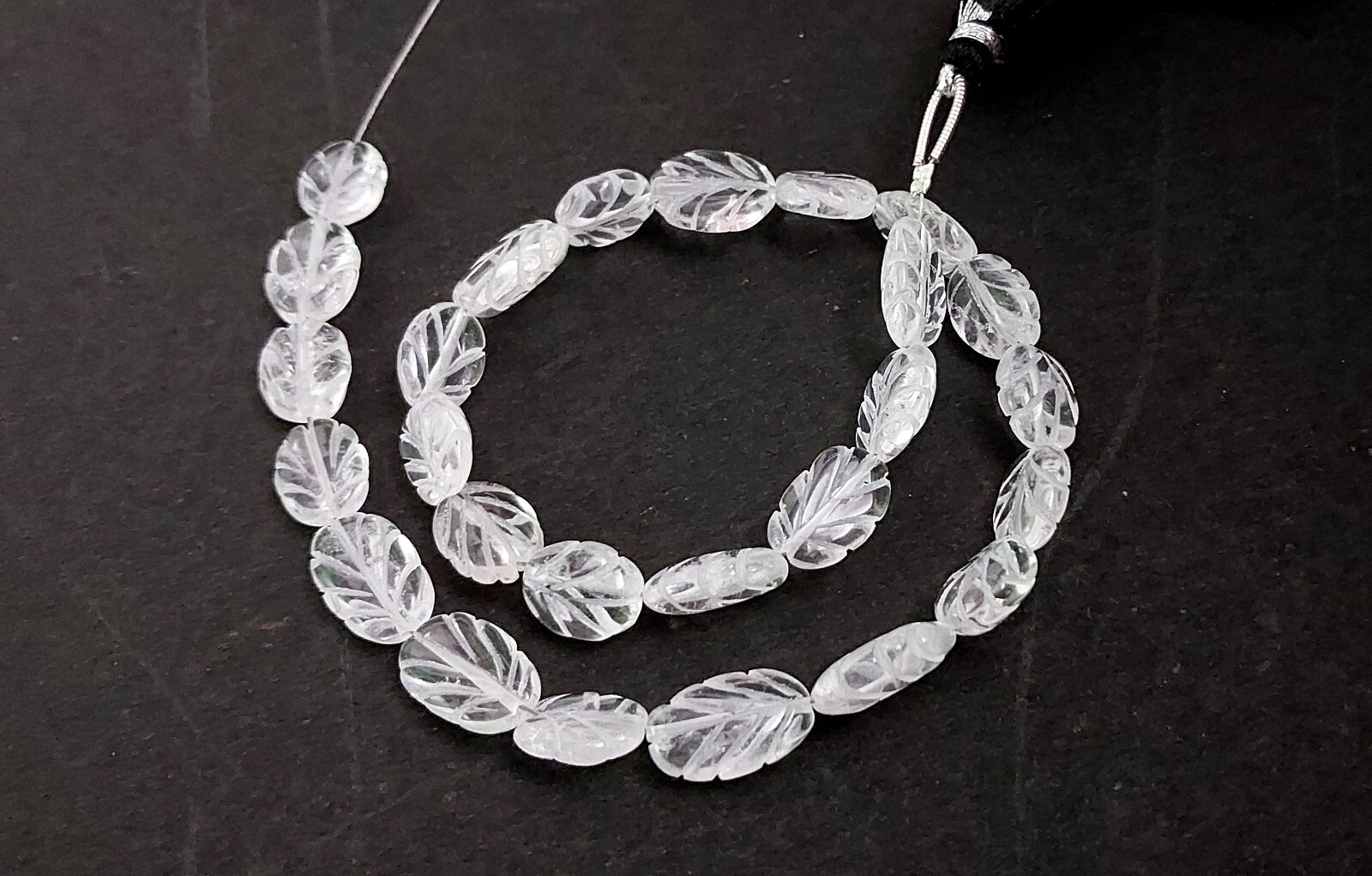 1 Strand Natural Crystal Quartz Oval Leaf Carved 8×10-9x14mm Beads 12″inch