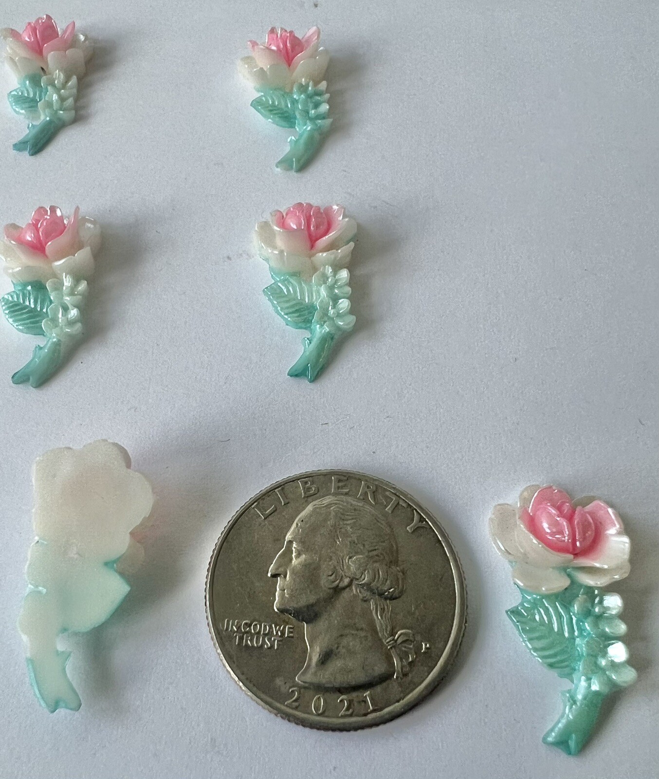 30 Mm Vintage Japanese Flower With Stem Multi Color FlatBack 24 Pcs