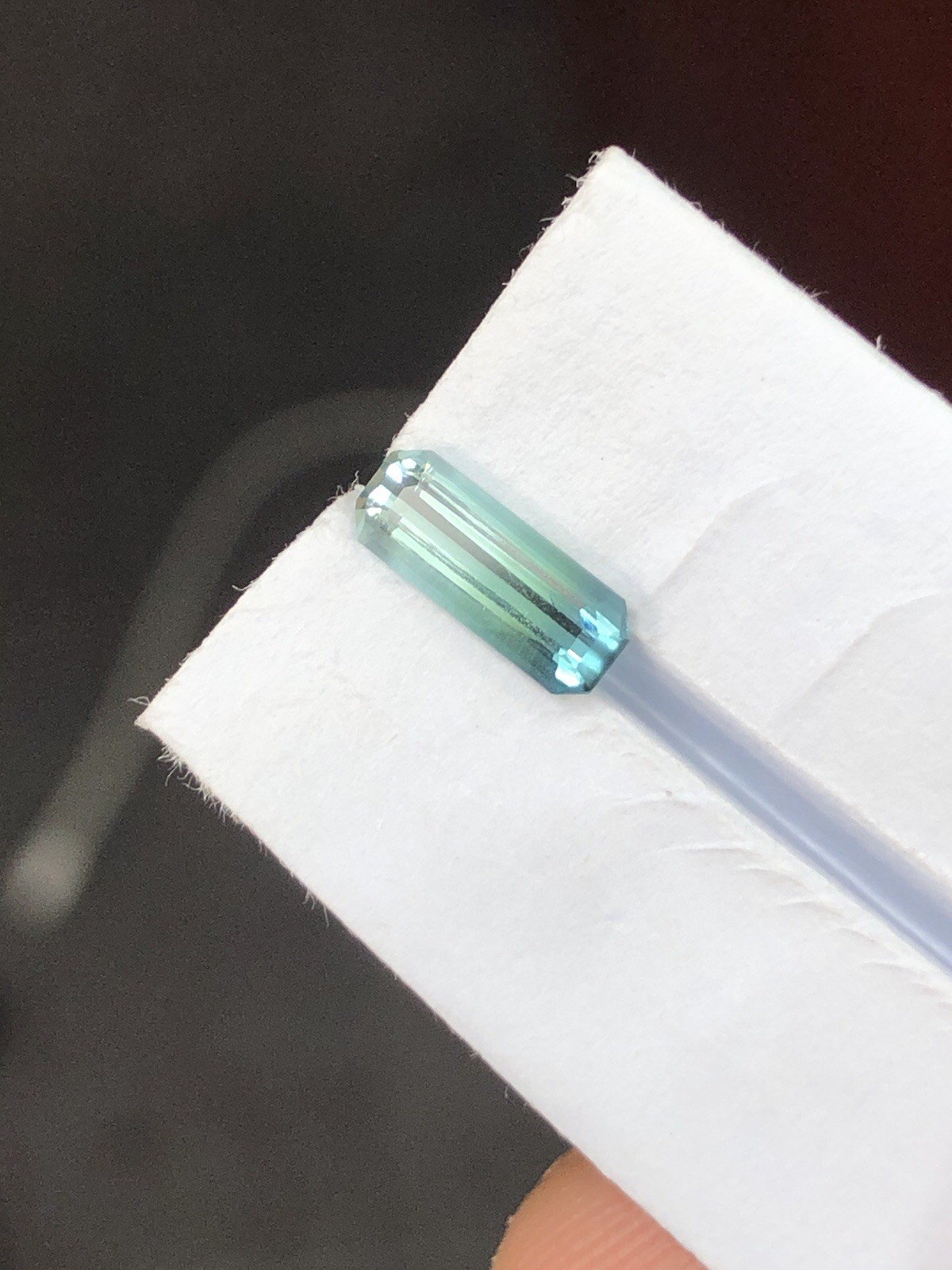 Seafoam Tourmaline Emerald Cut From Afghanistan Bi color zone