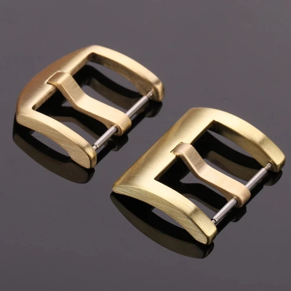Metal Watch Band Pin Buckle Durable Bronze Solid Copper Strap Clasp 18-24mm