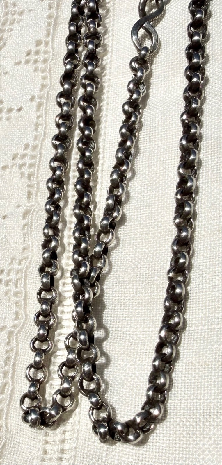 Antique Victorian Sterling Silver ROLO or BELCHER Necklace Chain ~ 29 1/2″