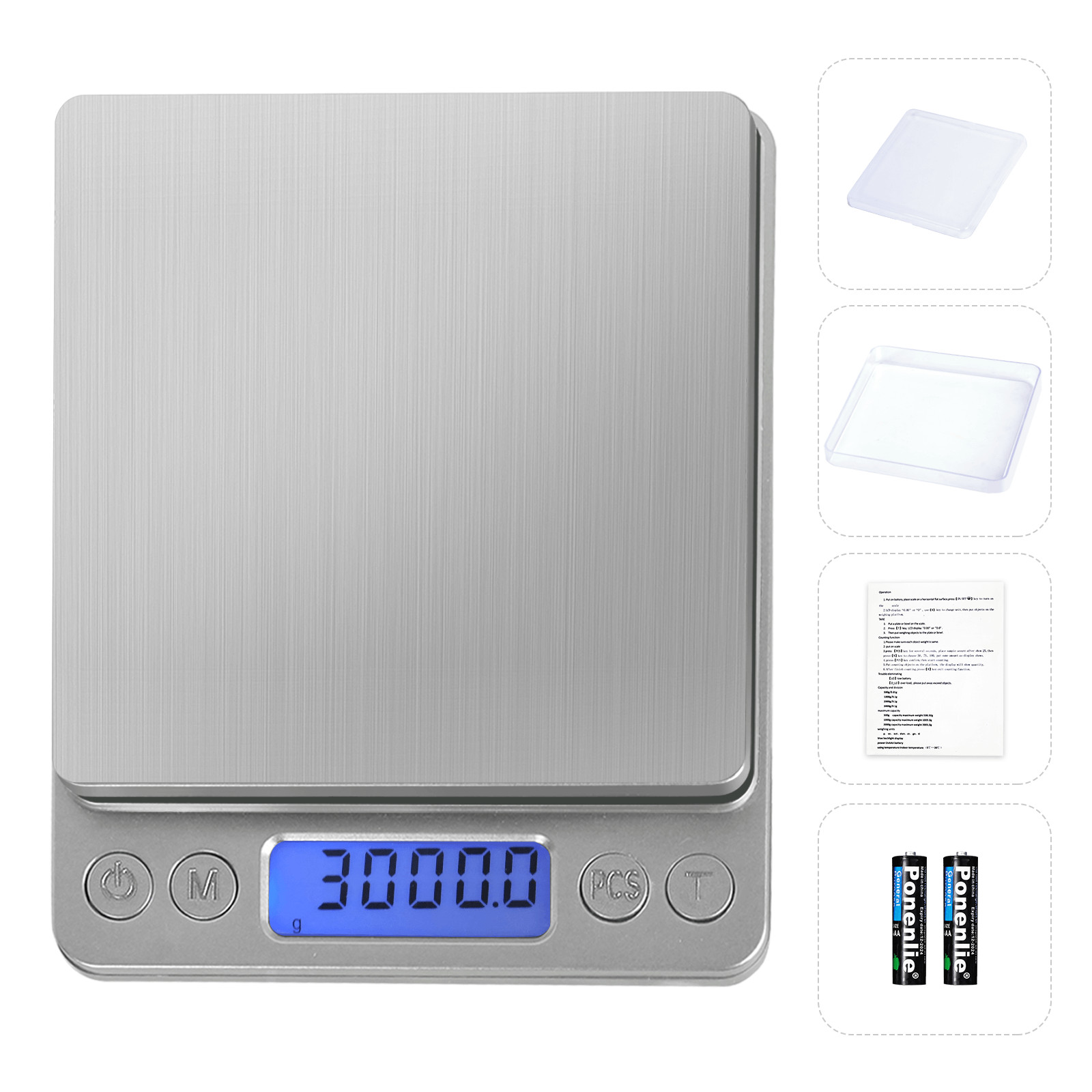 Digital Scale 3000g x 0.1g Jewelry Gold Silver Coin Gram Pocket Size Herb Grain