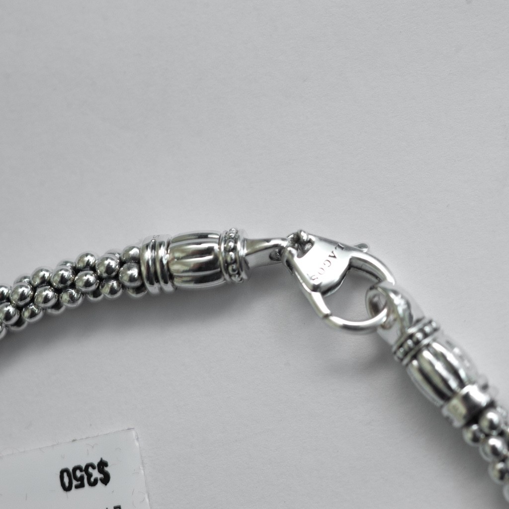 LAGOS Sterling Silver Signature Caviar 5mm Rope Station Bracelet 7 Medium New