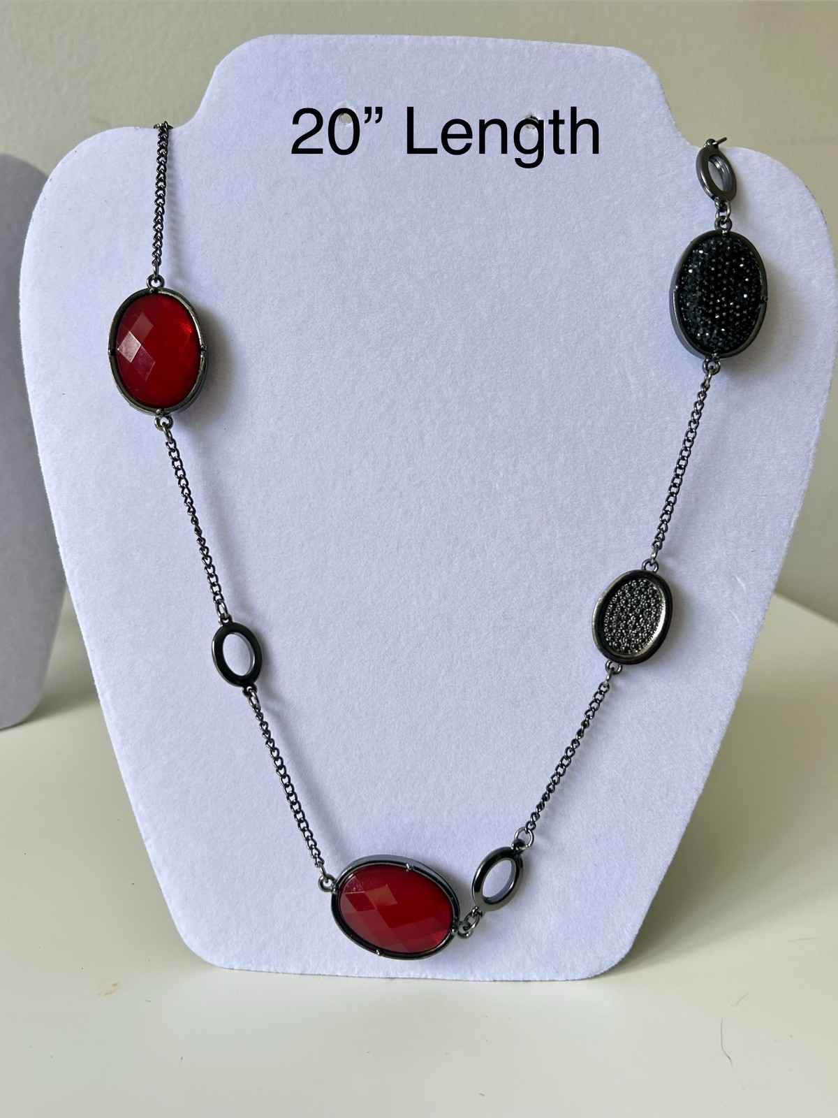 Lot of 6 Statement Costume Necklaces Red Black Gray Vintage Style.