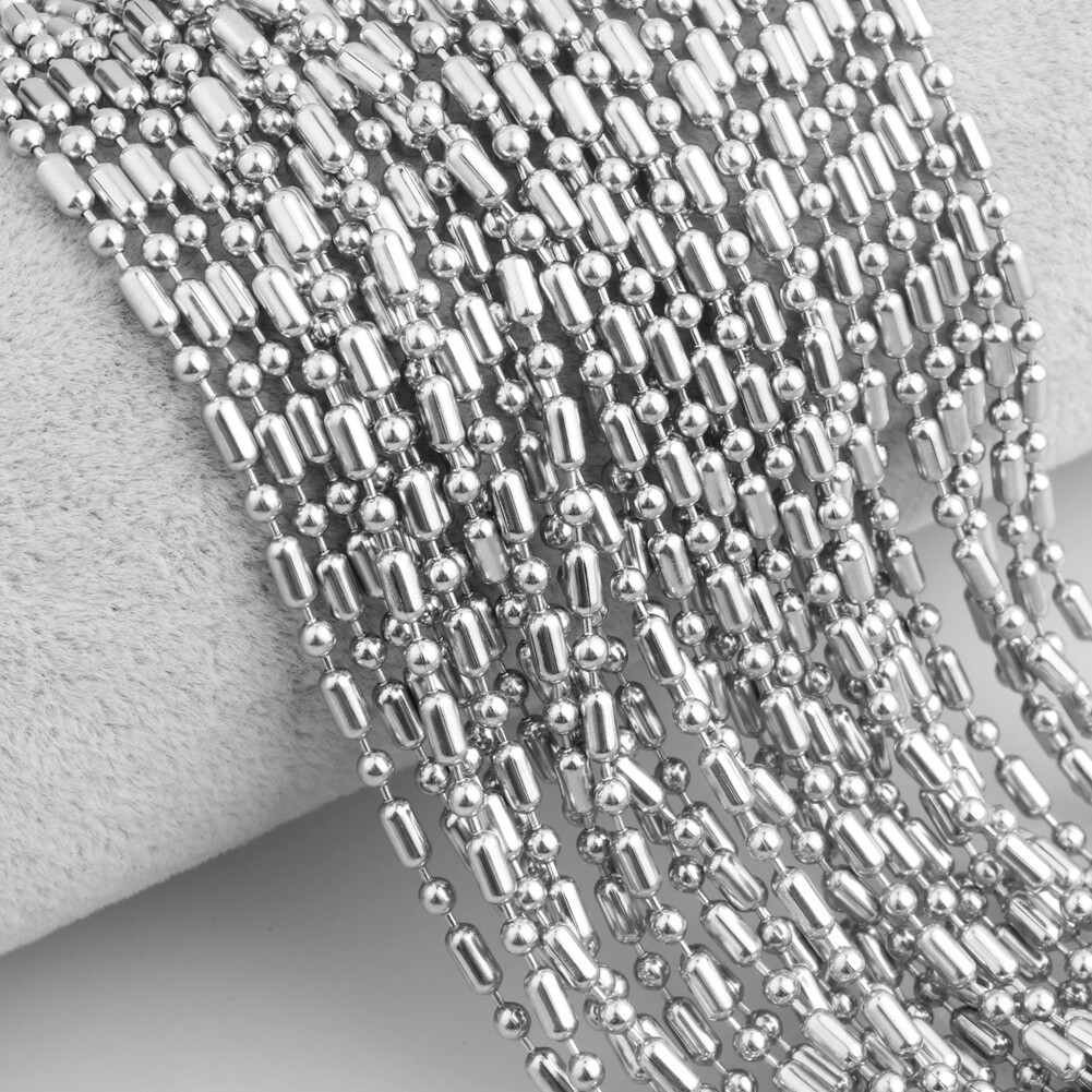 16-40″ 5-100pcs/lot 1.5/2/2.4/3.2mm Ball Chain Stainless Steel Jewelry Necklace