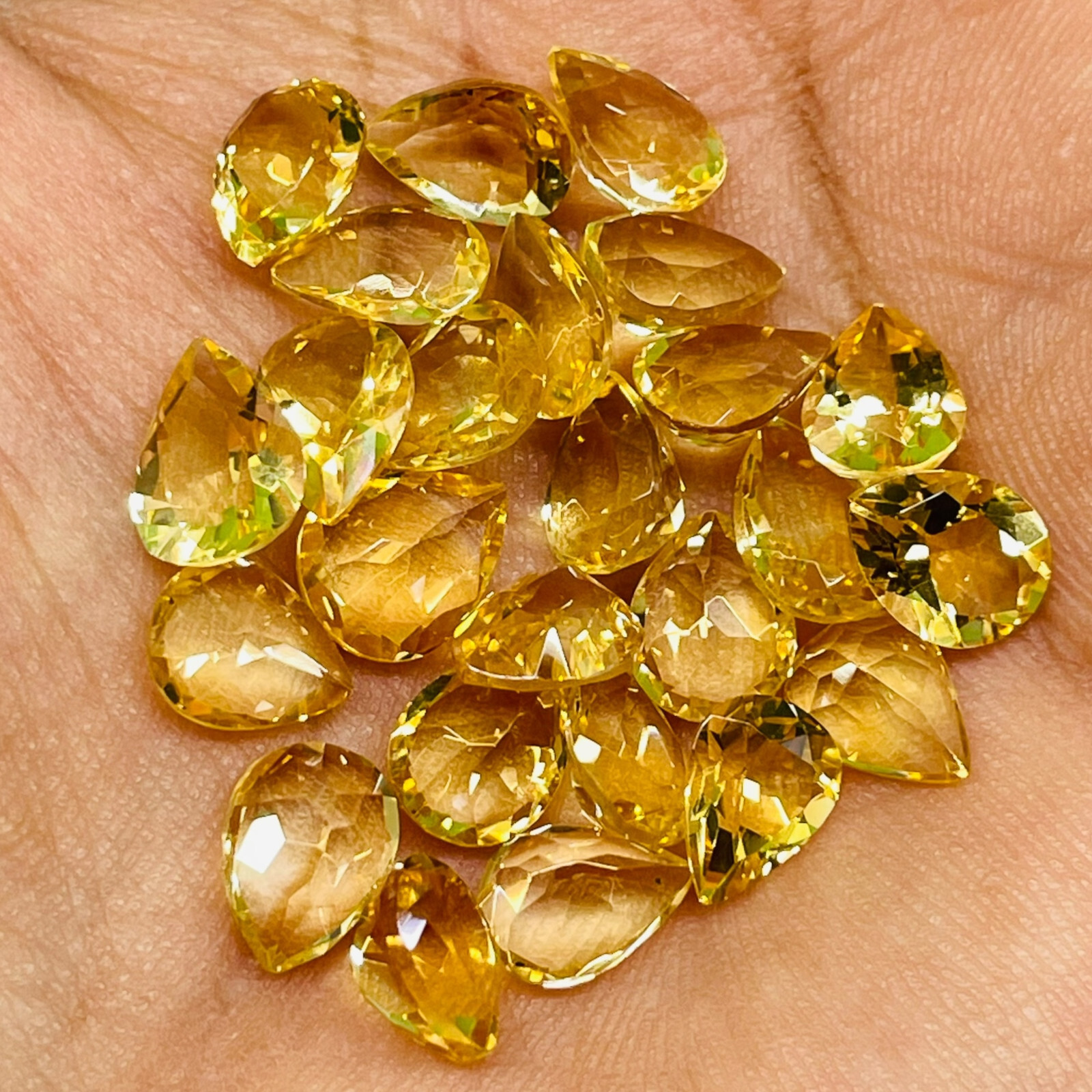 VVS 25 Pcs Natural Brazilian Citrine 9-10mm Pear Cut Loose Untreated Gemstones