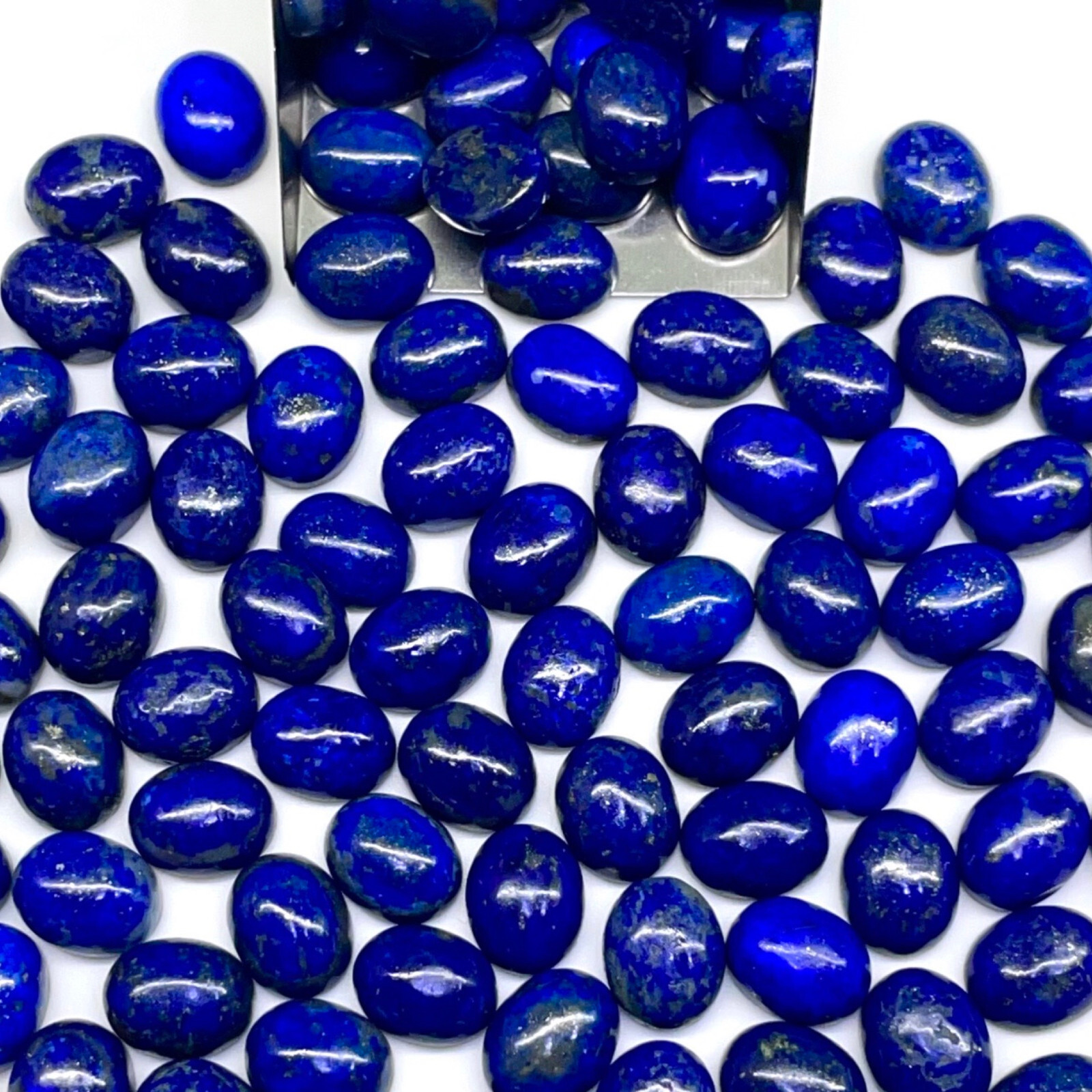50 Pcs Natural Untreated Lapis Lazuli 10x8mm Oval Loose Cabochon Gemstones Lot