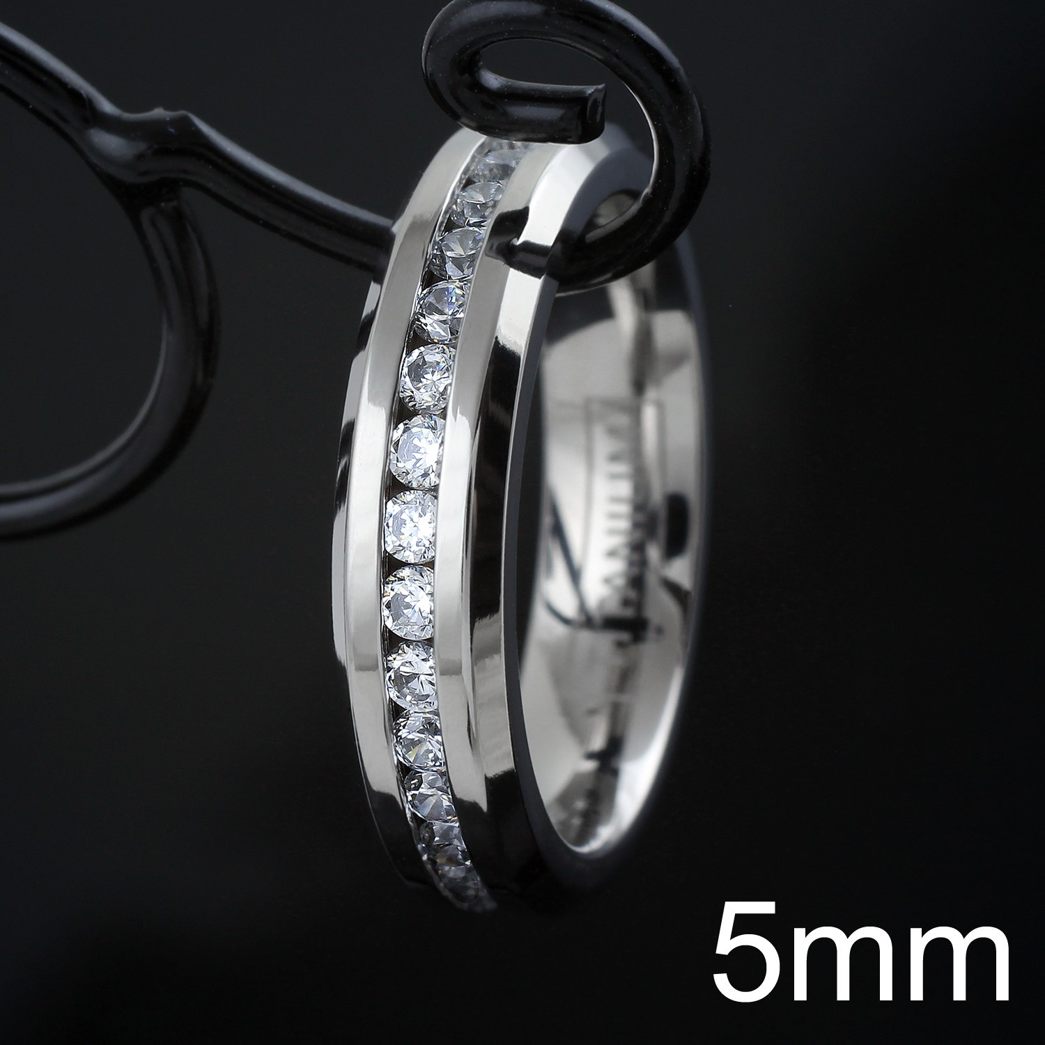 5/7mm Titanium 1.6 Carat Dazzling Eternity CZ Men’s Wedding Band Ring Size 5-15