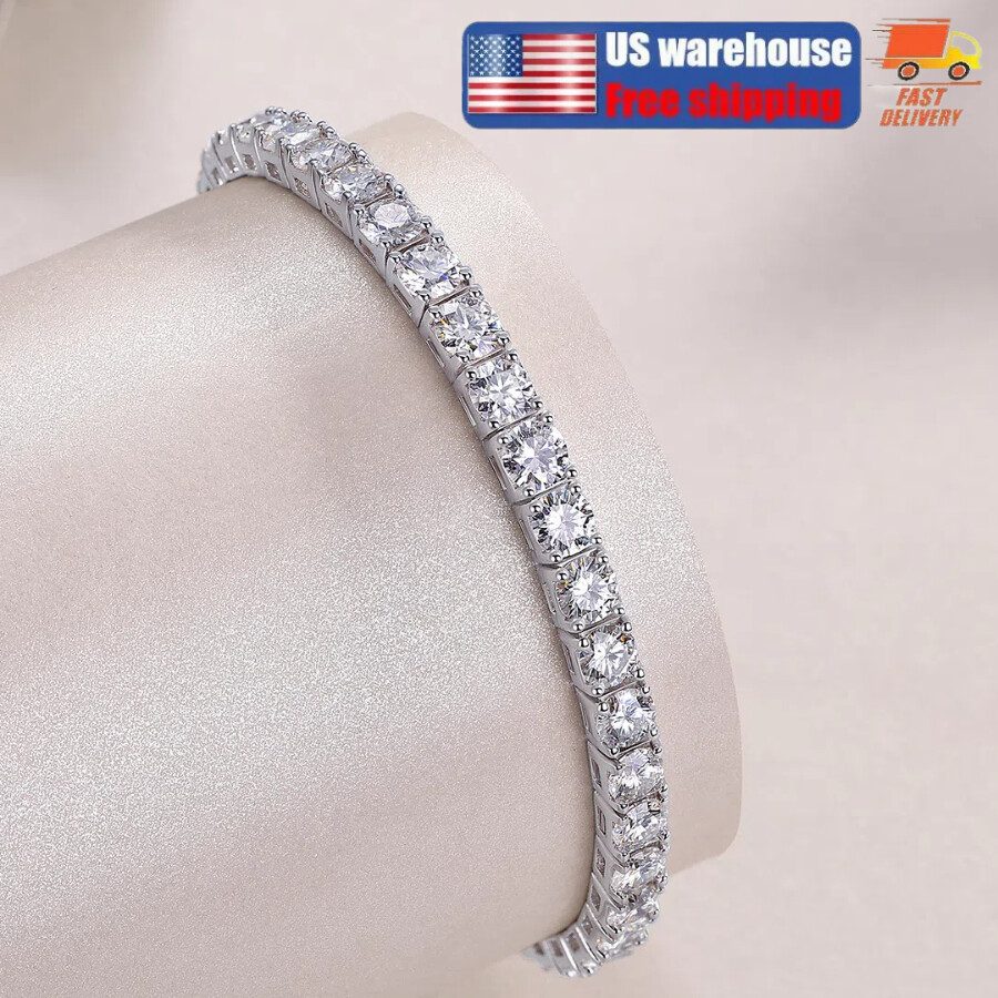 2-8mm REAL VVS D Color MOISSANITE Tennis Chain Bracelet 925 Silver Pass Tester!!