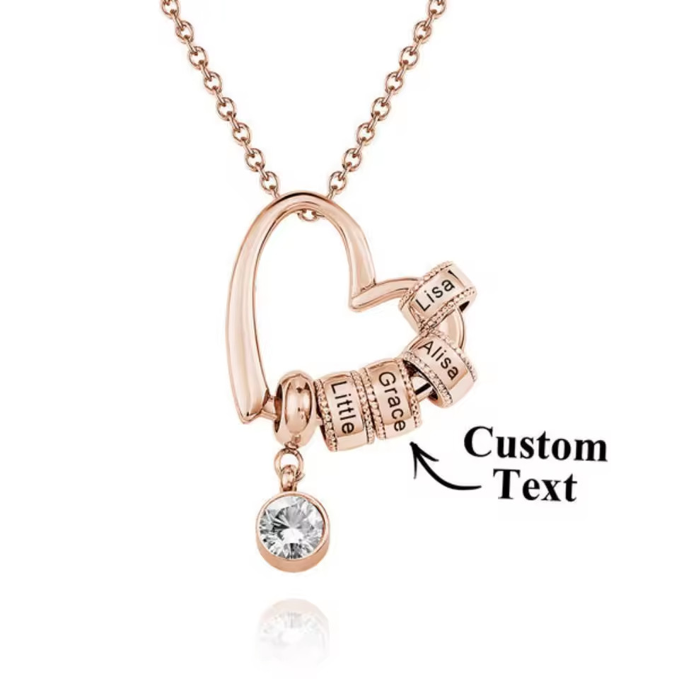 Customized 1-6 Name Charm Birthstone Necklace Heart Pendant Jewelry Gold Silver