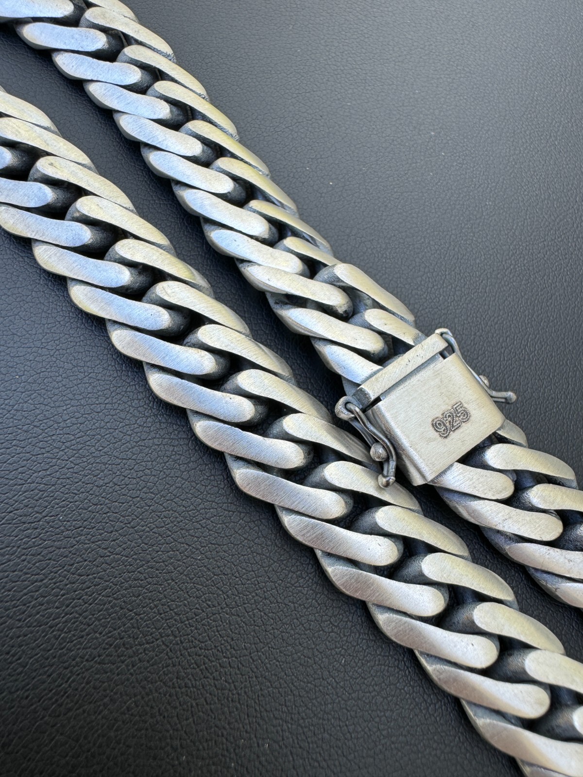Solid 925 Silver Oxidized Handmade Double Curb Cuban Chain Necklace / Bracelet