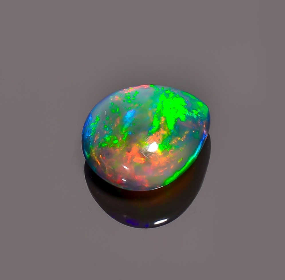 5.2 Ct Natural Black Ethiopian Opal Pear Shape Cabochon Loose Gemstone 13X11X6mm