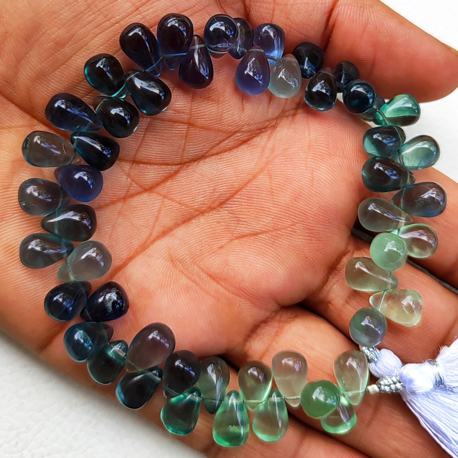 Natural Rainbow Fluorite Gem 10×6 mm Size Smooth Teardrop Beads 8″ Strand