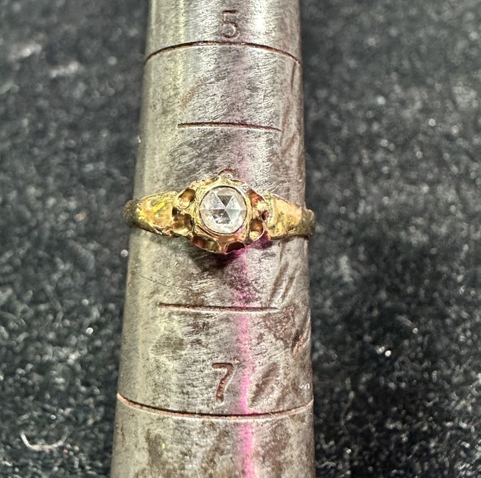 14k Georgian Rose Cut Diamond Foil Backed Ring Antique 200+ Years Old!!