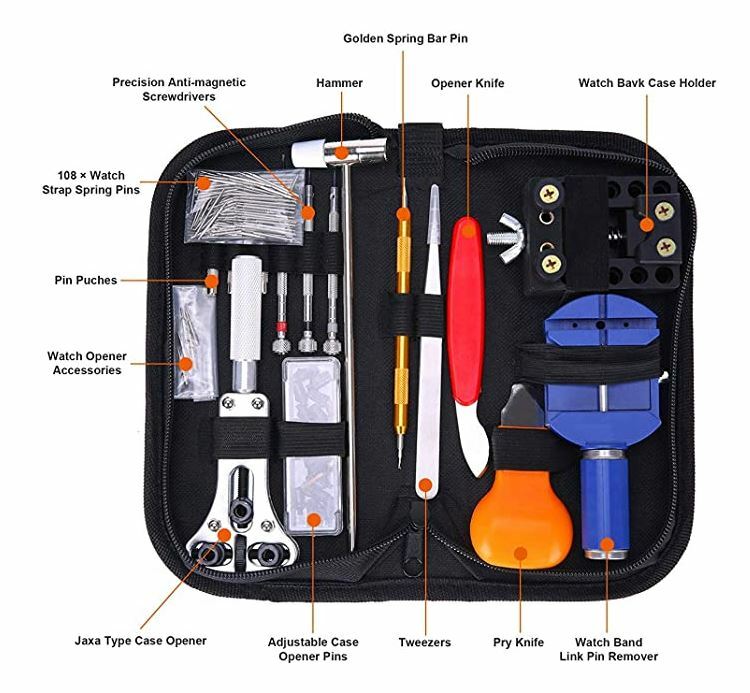 147 pcs Watch Repair Kit Watchmaker Back Case Remover Opener Link Pin Spring Bar