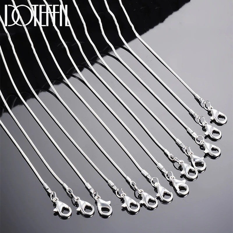 10PCS wholesale 925 sterling solid silver 1MM 16-30inch snake chain necklace