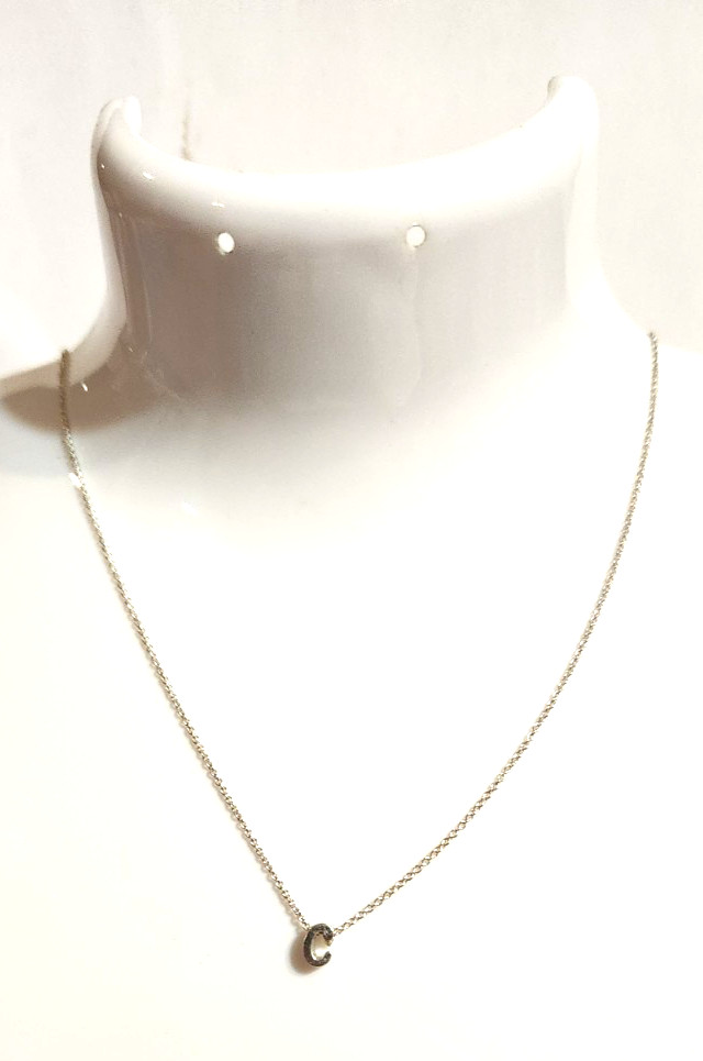 sterling silver 925 necklace chain c pendant 17 inches minimalist
