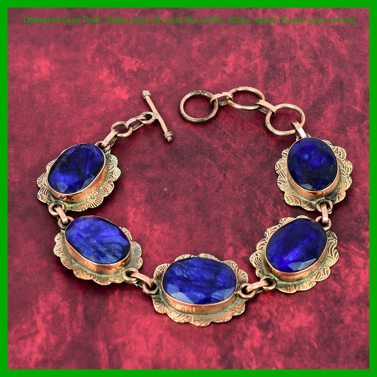 Copper Blue Saphire Stone Elegant Chain Mother Gift Birthday Bracelet Jewelry