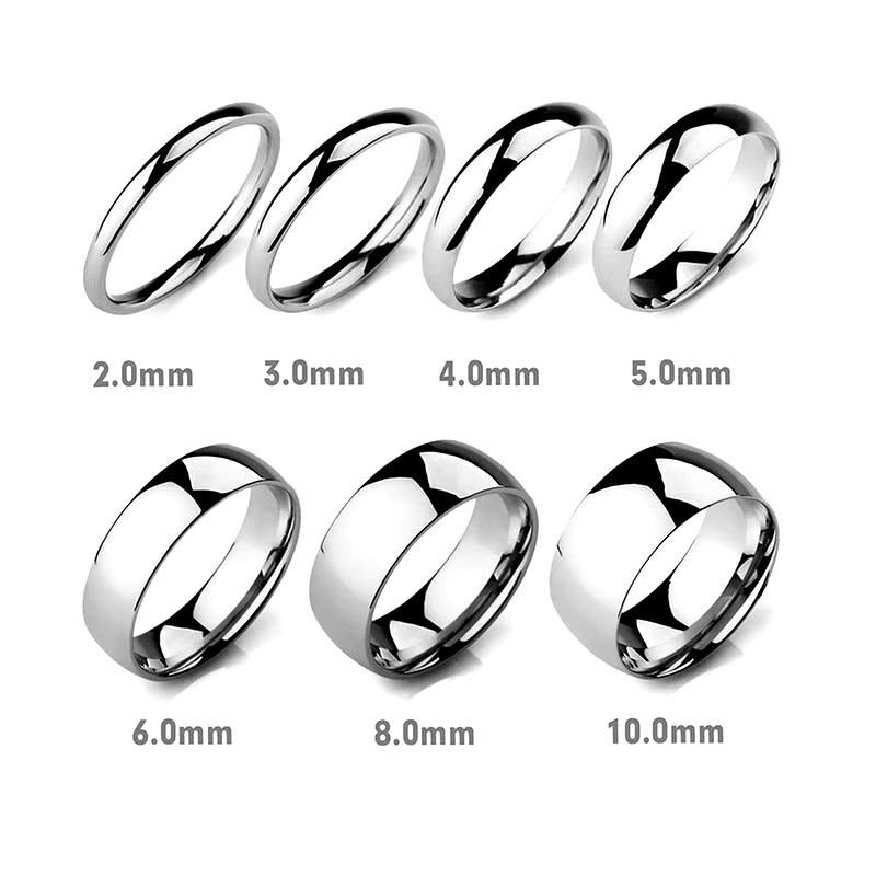 Tungsten Carbide Silver Polished Plain Wedding Band Ring 2mm 3mm 4mm 6mm 8mm 10m
