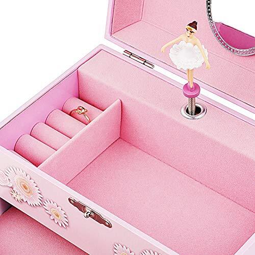 Kids Musical Jewelry Box for Girls with Drawer and Jewelry Set with Ballerina