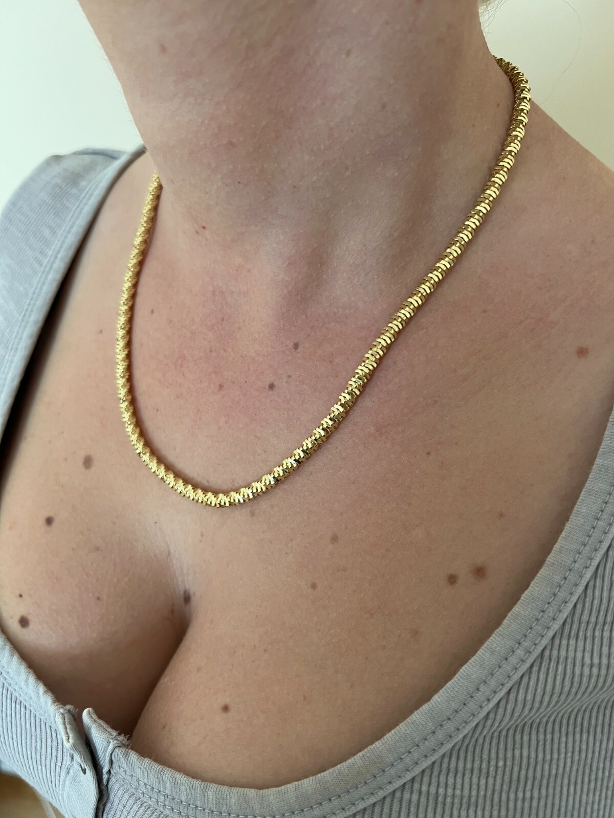 Real 14k Gold Plated 925 Silver Diamond Cut Sparkle Ice Rope Chain Necklace 4mm