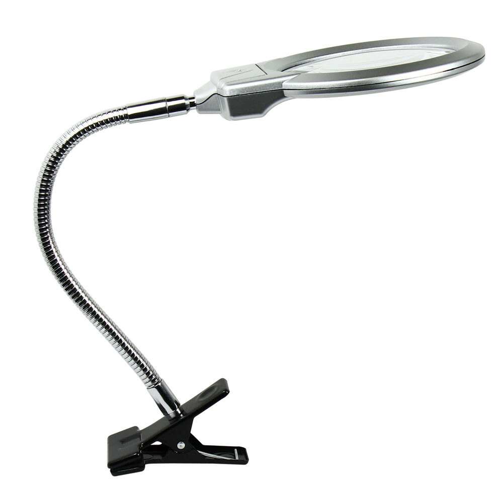 2.25X 5X Flexible Magnifying Lamp Lighted Desk Reading Loupe Magnifier w/ Clamp