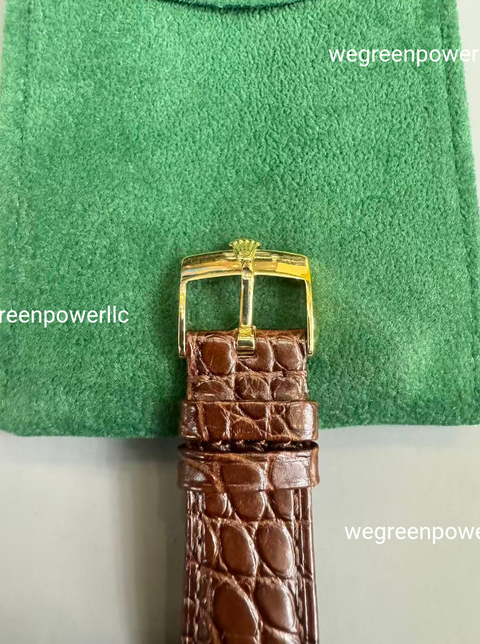 ROLEX brown Crocodile Leather Band 20/16mm With Rolex Buckle NOS Silver Plated