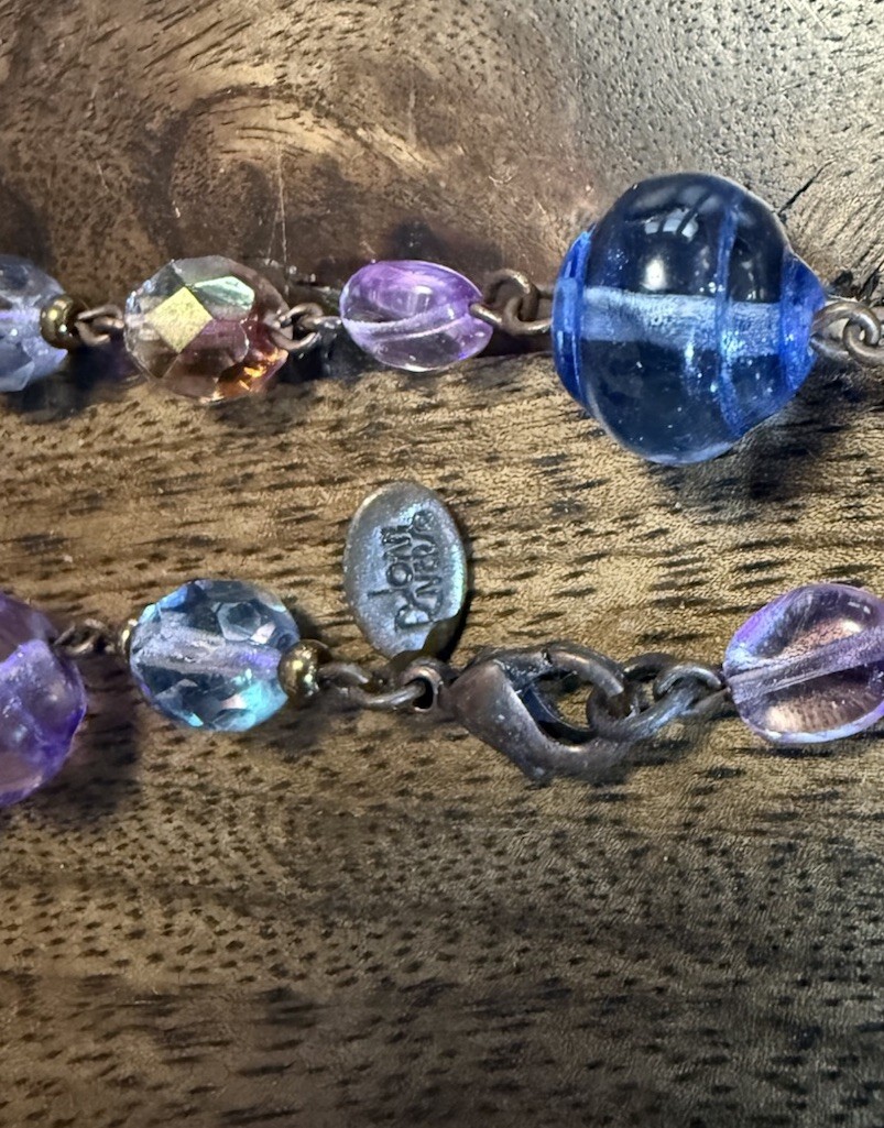 Joan Rivers Czech Republic Blue/Purple/Multi Glass Linked Bead Necklace, 48”