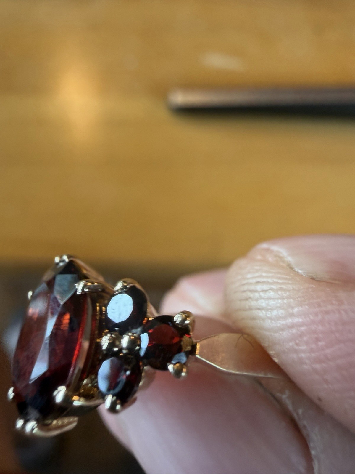 Antique Victorian Garnet 9 Carat Gold Ring England PLS Manufacturer Size 7 1/2