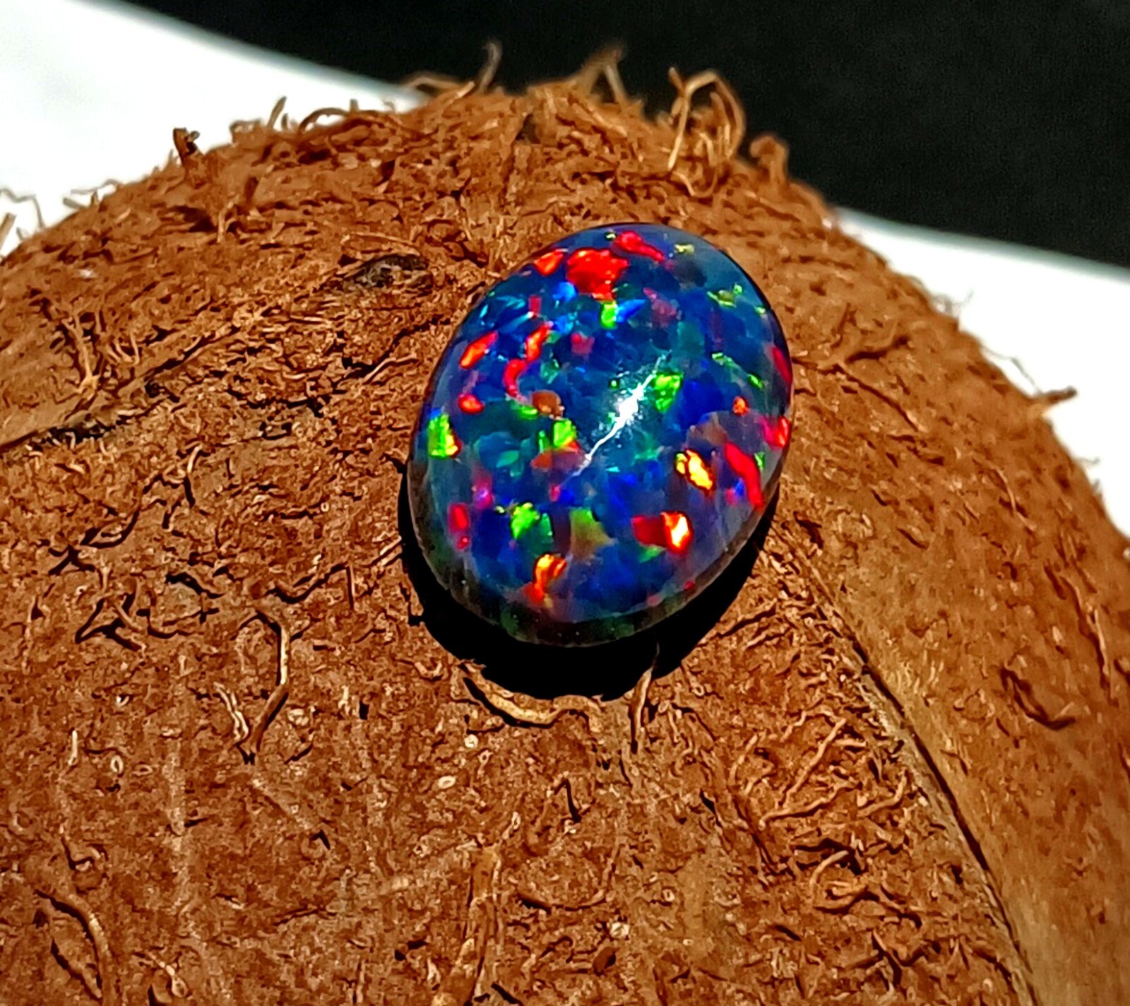 NaturalCertified Black Fire Opal Oval Cabochon 9.70 Ct Australian Loose Gemstone