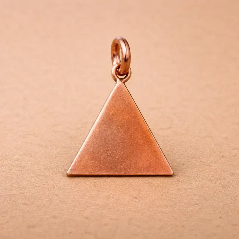 Pure Copper Triangle Pendant | Geometric Disc Charm, Minimalist Unisex Jewelry