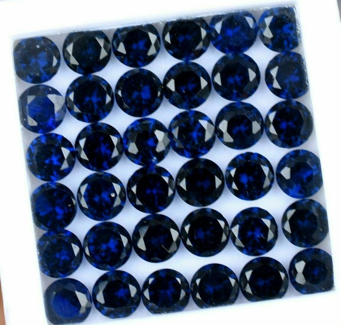 50 PCS Natural Sapphire Gemstone Certified Ceylon Blue Round Shape 6 MM Lot