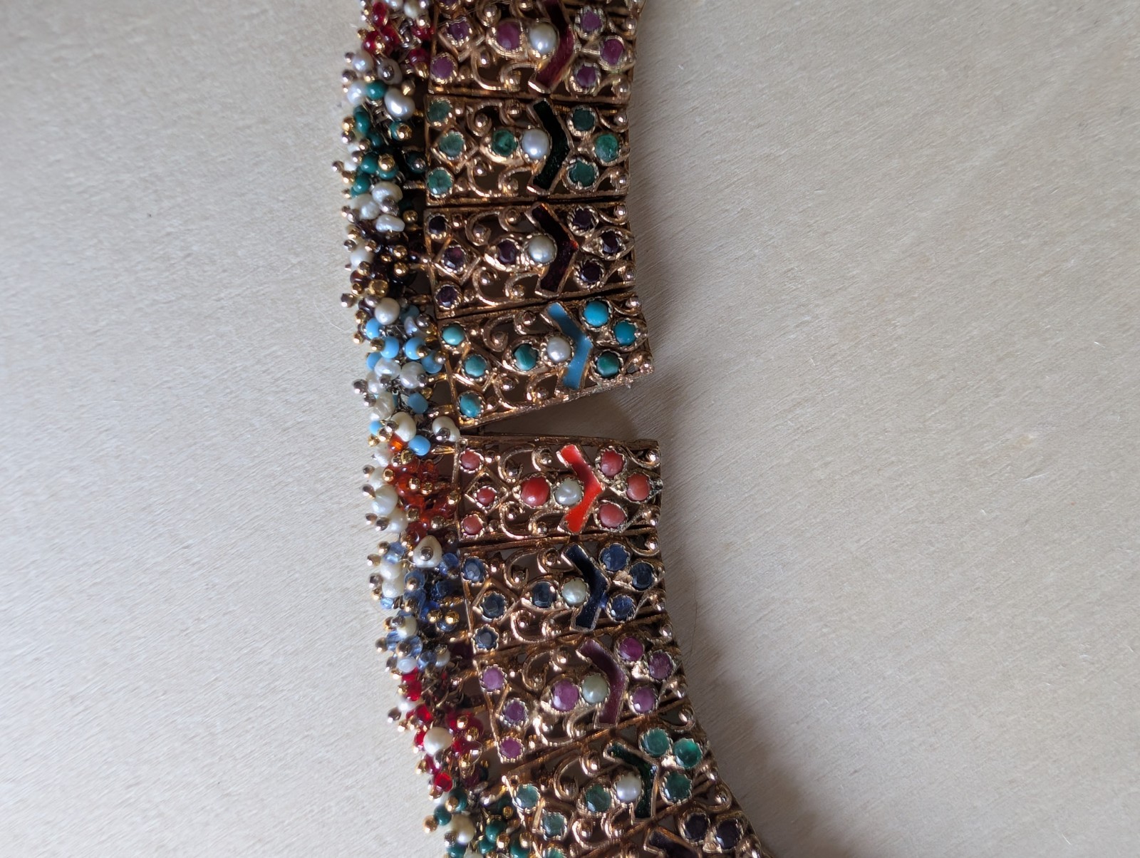 Multicolor Semiprecious Bib Collar Necklace Snake Chain Hook Clasp