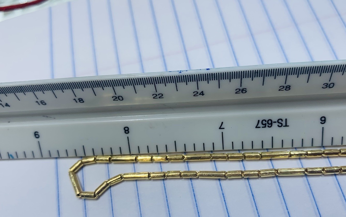 18K Solid Yellow Gold Oval Bar Link Chain Necklace 6.83Grams 17Inches(1.9mm)