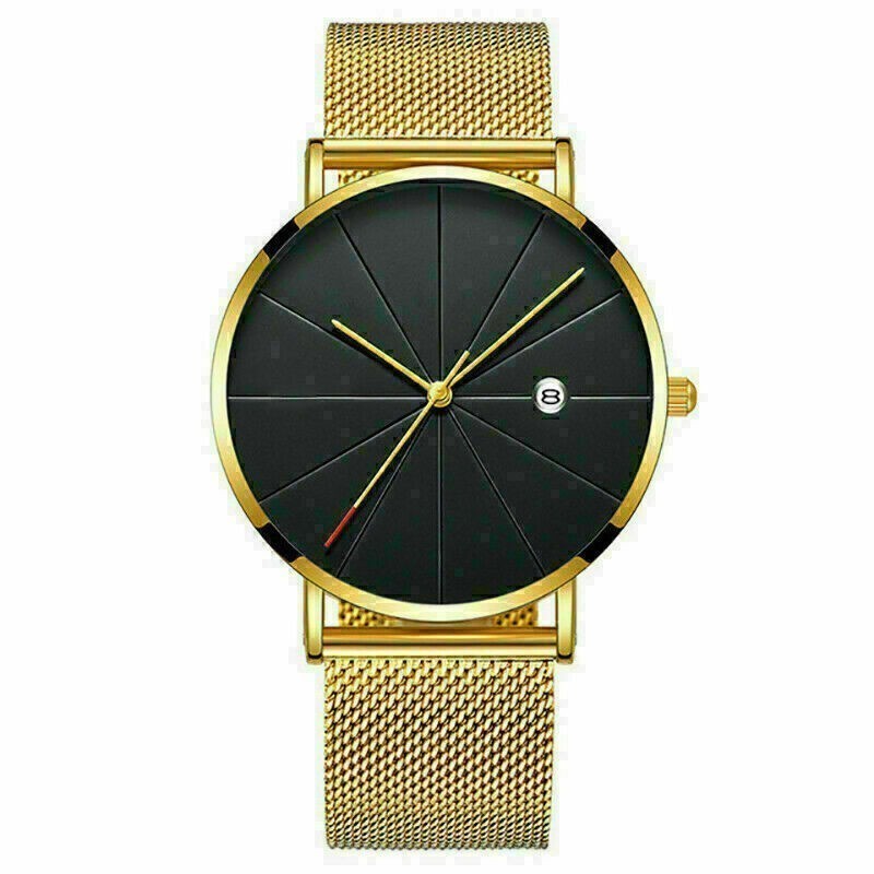 Ultra Casual Men’s Thin Quartz Analog Wrist Watch with Stainless Steel Mesh Band