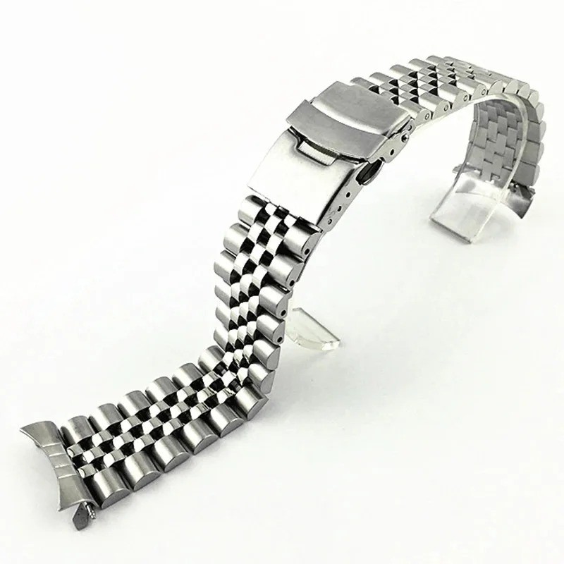Curved End Metal Stainless Steel Oyster Style Replacement Watch Band