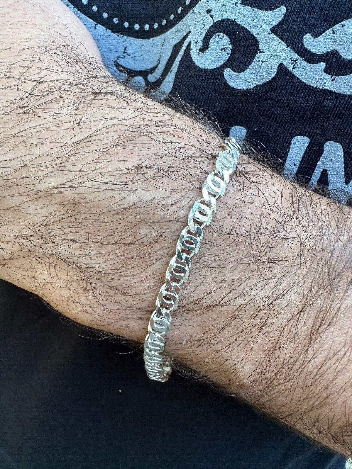 Real Tiger Eye Link Chain Necklace Or Bracelet Solid 925 Sterling Silver ITALY