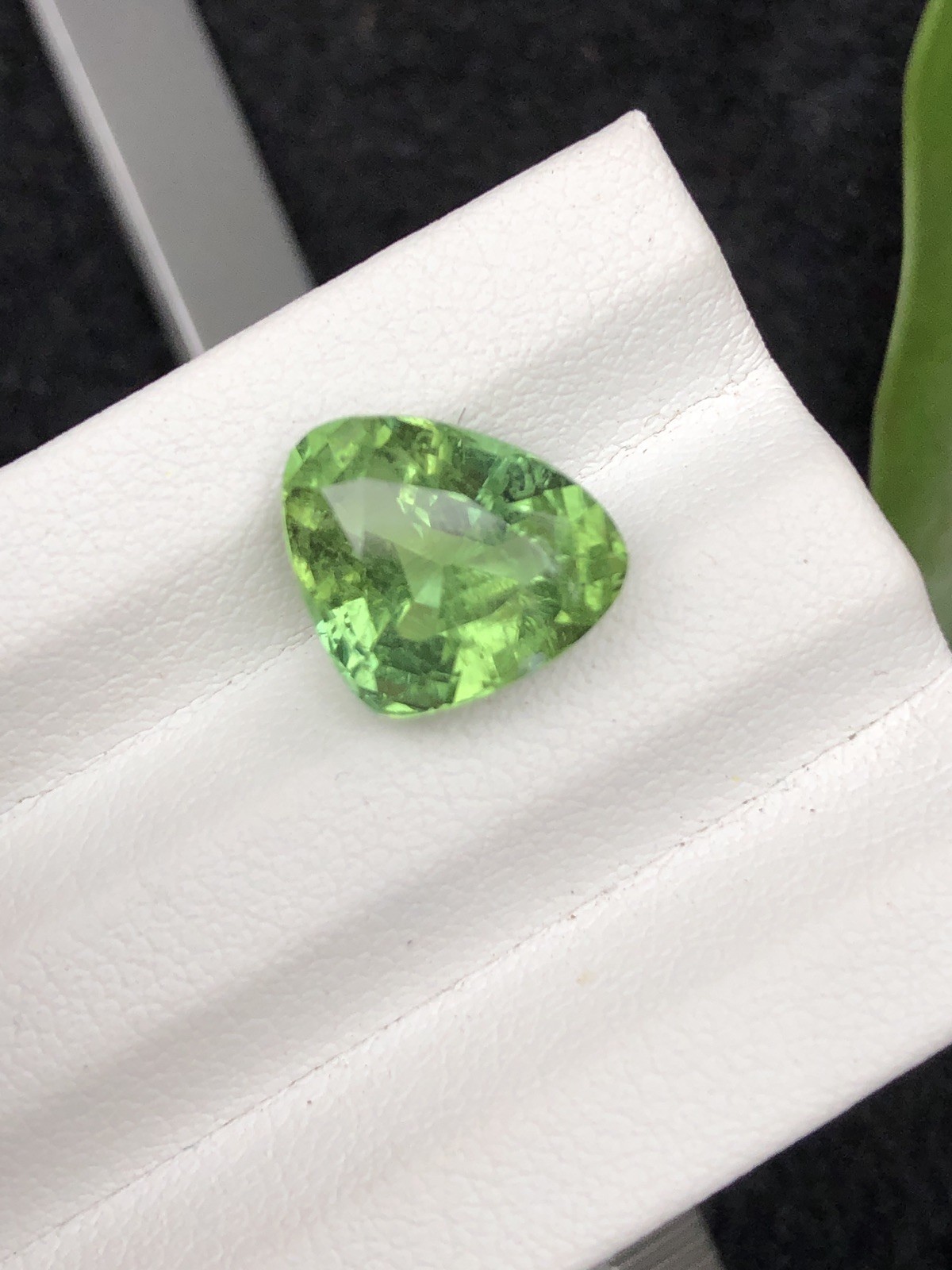 5.60 Cts Natural Green Tourmaline with Trillion Cut | Slightly Included