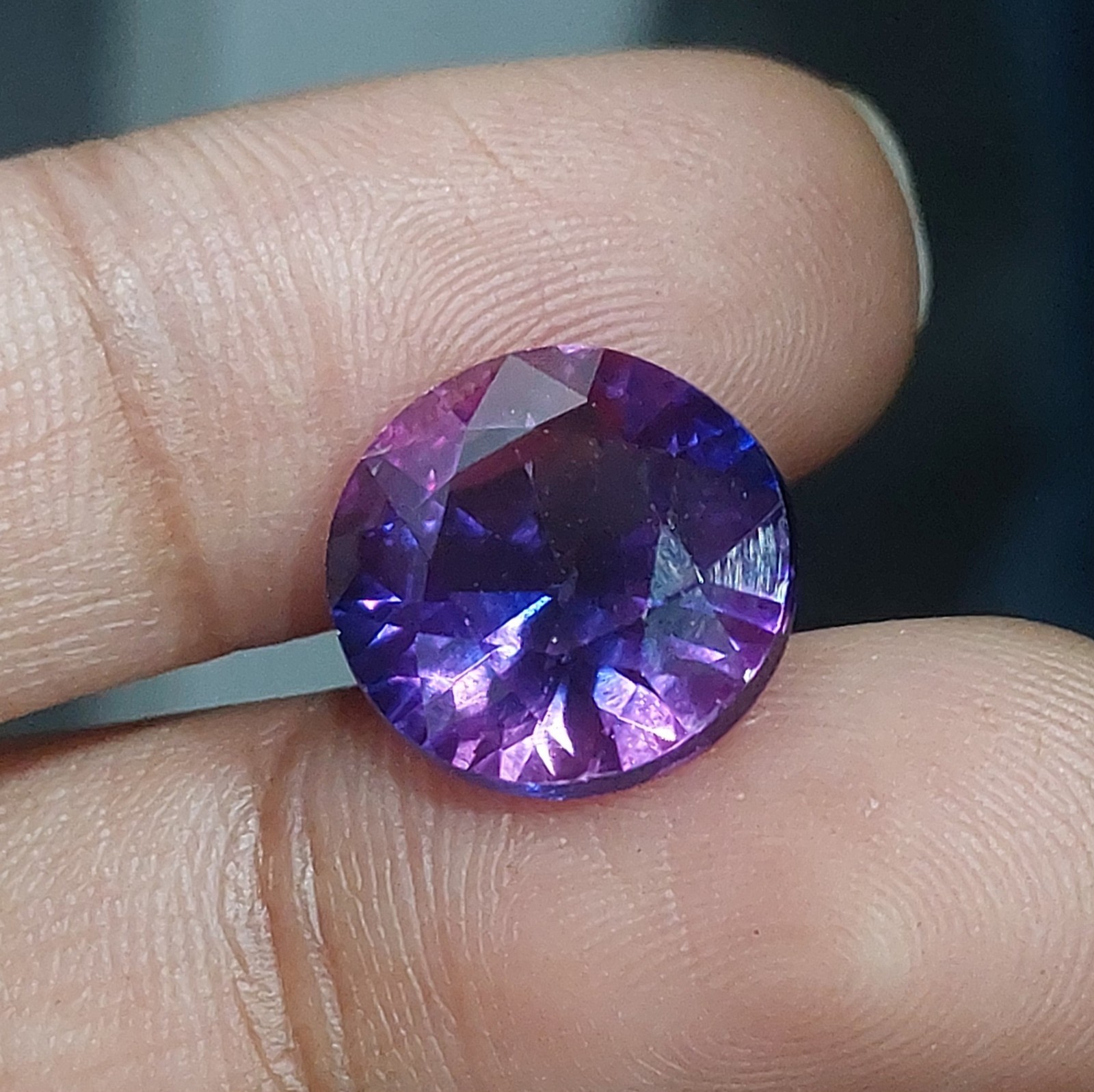 2 Lab Created Purple Blue Sapphire 9.40Ct each Round Cut Loose Gems 11x11mm Pair