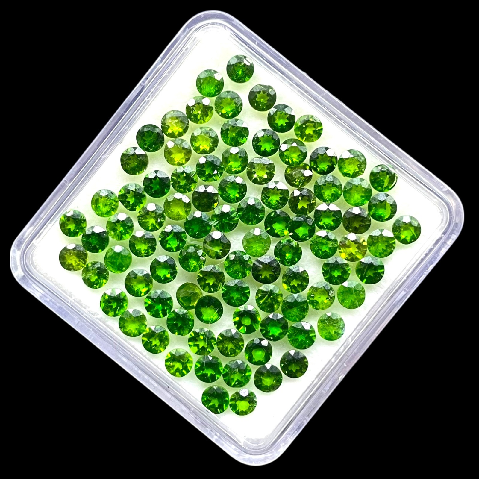 50 Pcs Natural Chrome Diopside 3mm Round Cut Vivid Green Loose Gemstones Lot