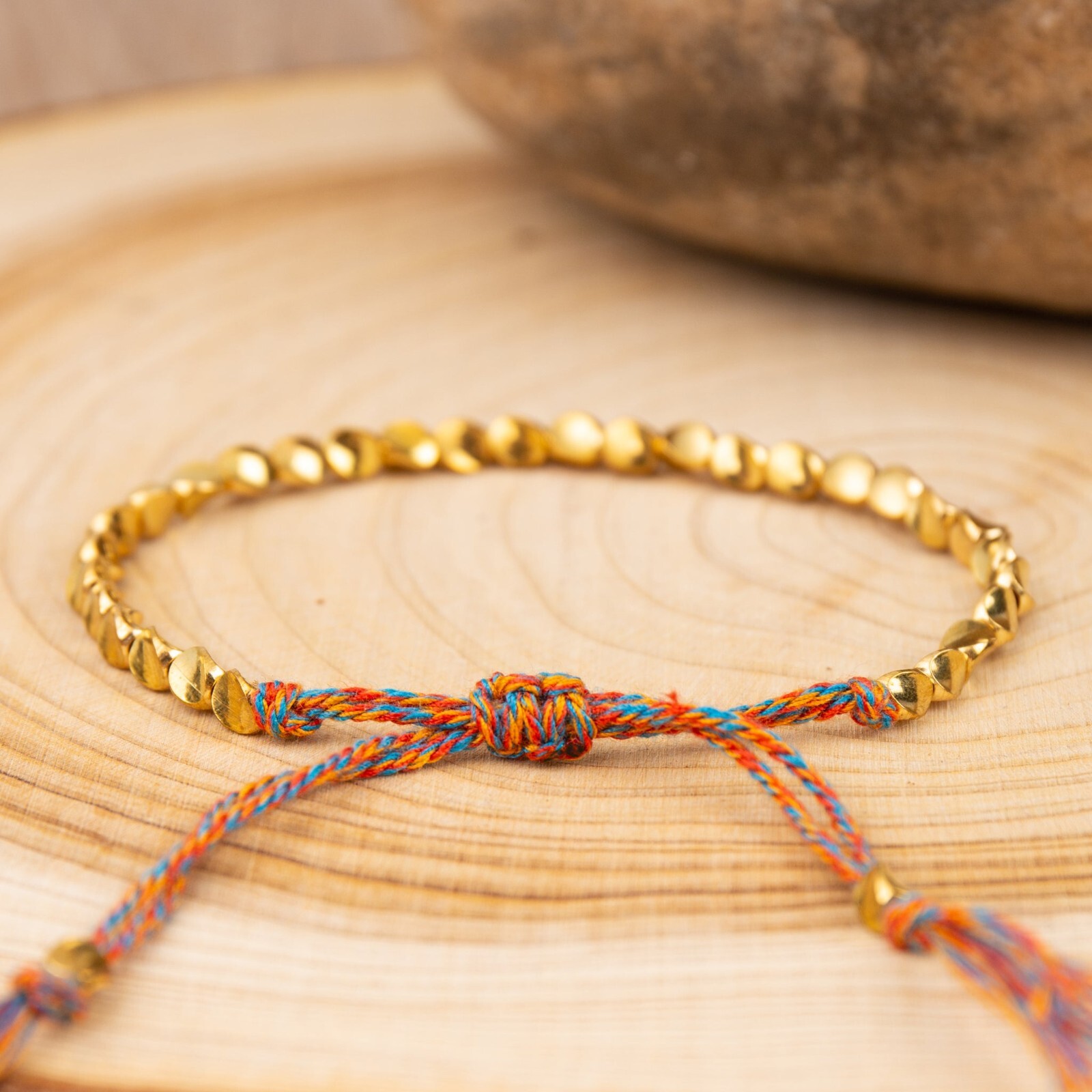 Handmade Tibetan Buddhist Braided Cotton Copper Beads Lucky Rope Bracelet Unisex