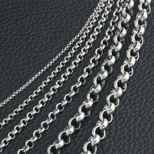 2/2.5/3/4/5/6mm 316L Stainless Steel Women Men Round Rolo Chains 20-32”