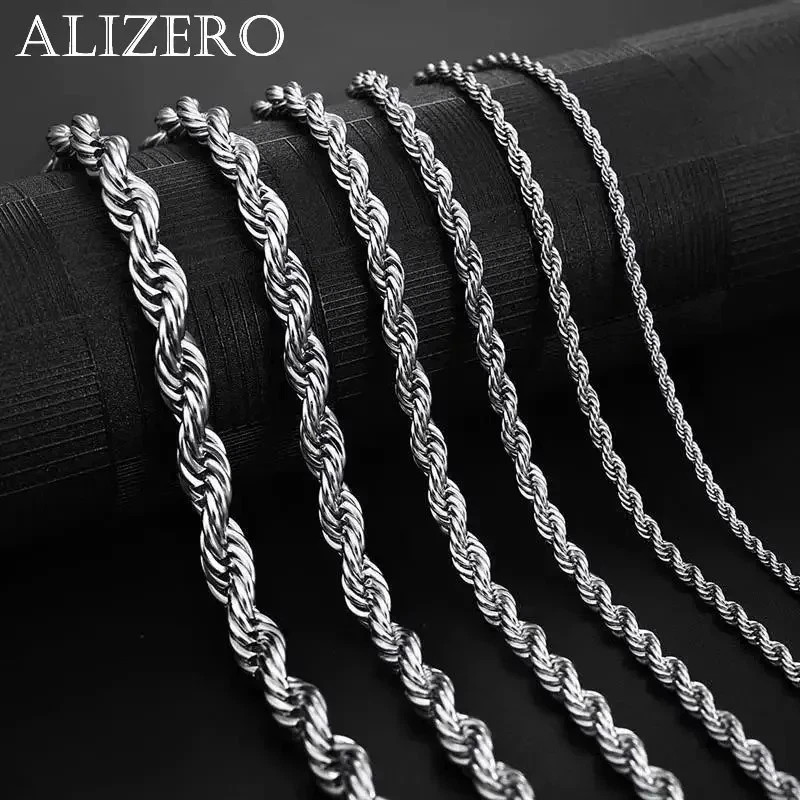 New Men’s Italian 4mm Diamond Cut Rope Chain Solid 925 Sterling Silver Necklace