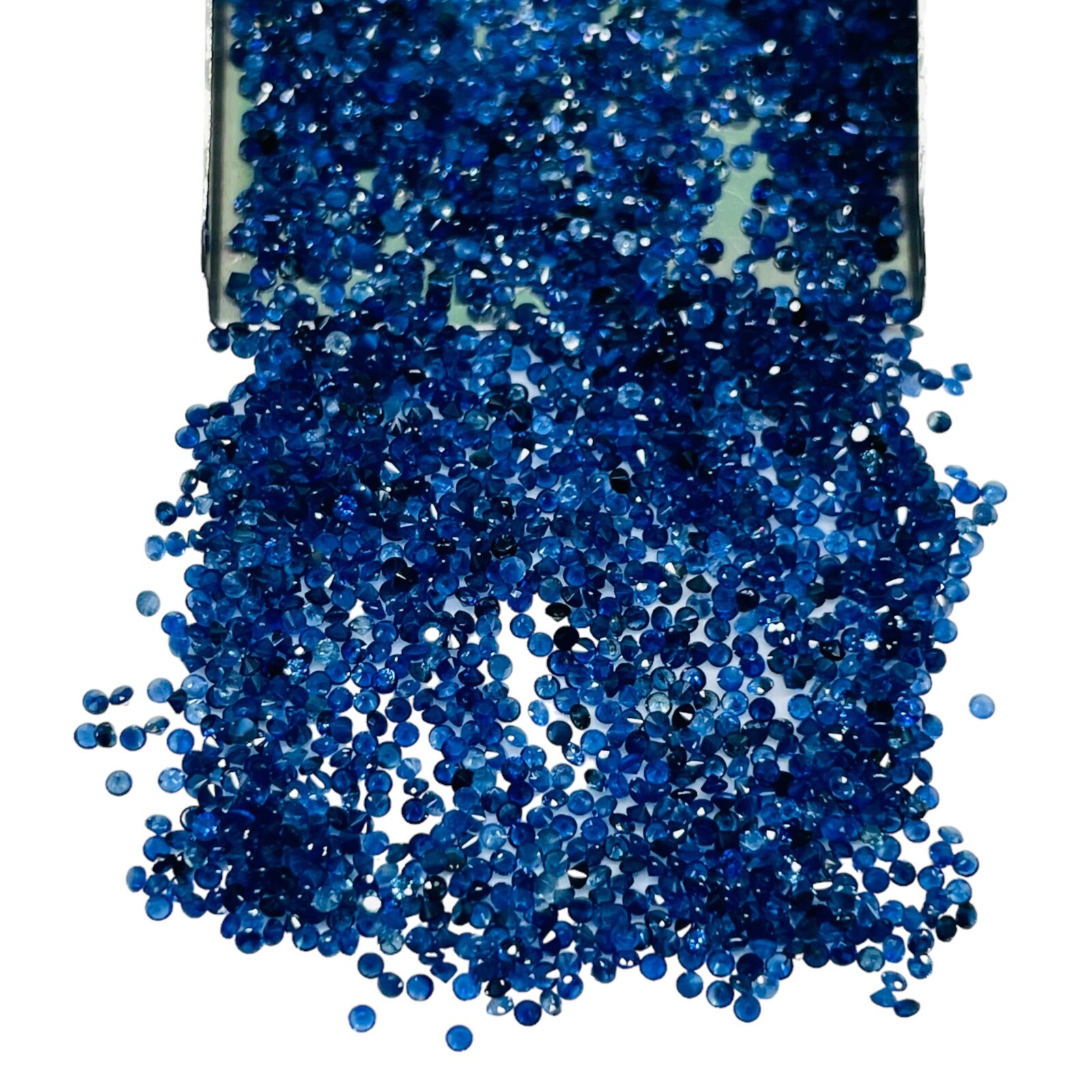 100 Pcs Natural Sri Lankan Blue Sapphire 1.1mm Round Diamond Cut Loose Gemstones