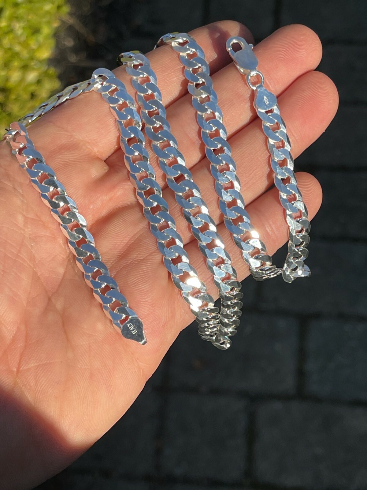 Solid 925 Sterling Silver Men’s Miami Cuban Link Chain Necklace 8mm ITALIAN MADE
