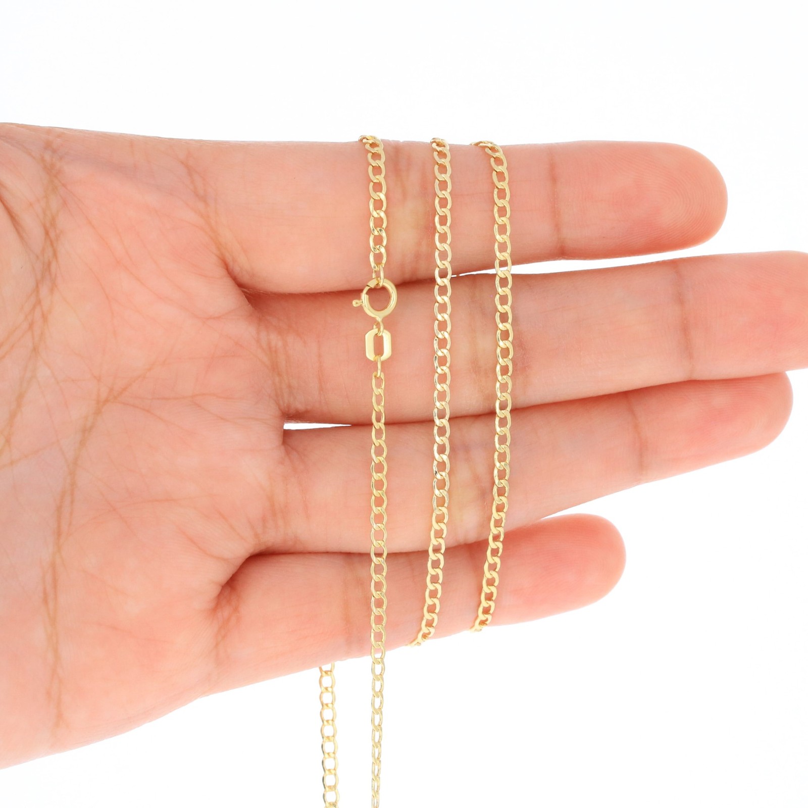 14K Yellow Gold 2mm-7.5mm Curb Cuban Chain Link Pendant Necklace Bracelet 7″-30″