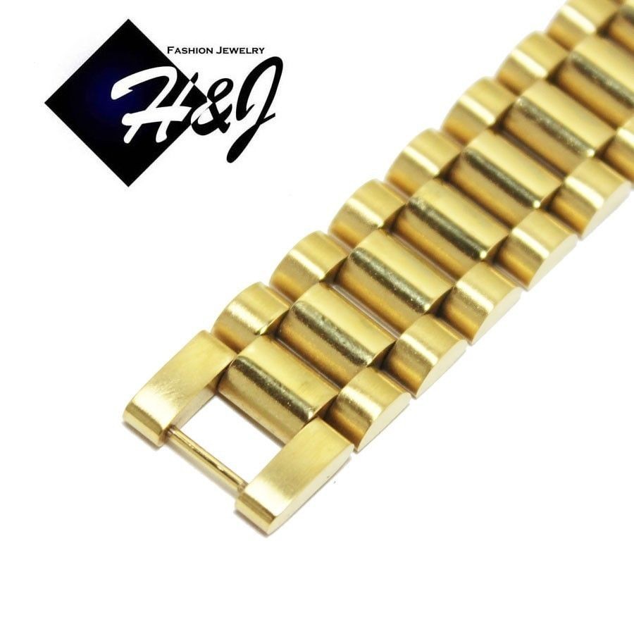 7.5″-10″MEN Stainless Steel 10mm/15mm Gold Plated Watch Band Link Bracelet*GB43