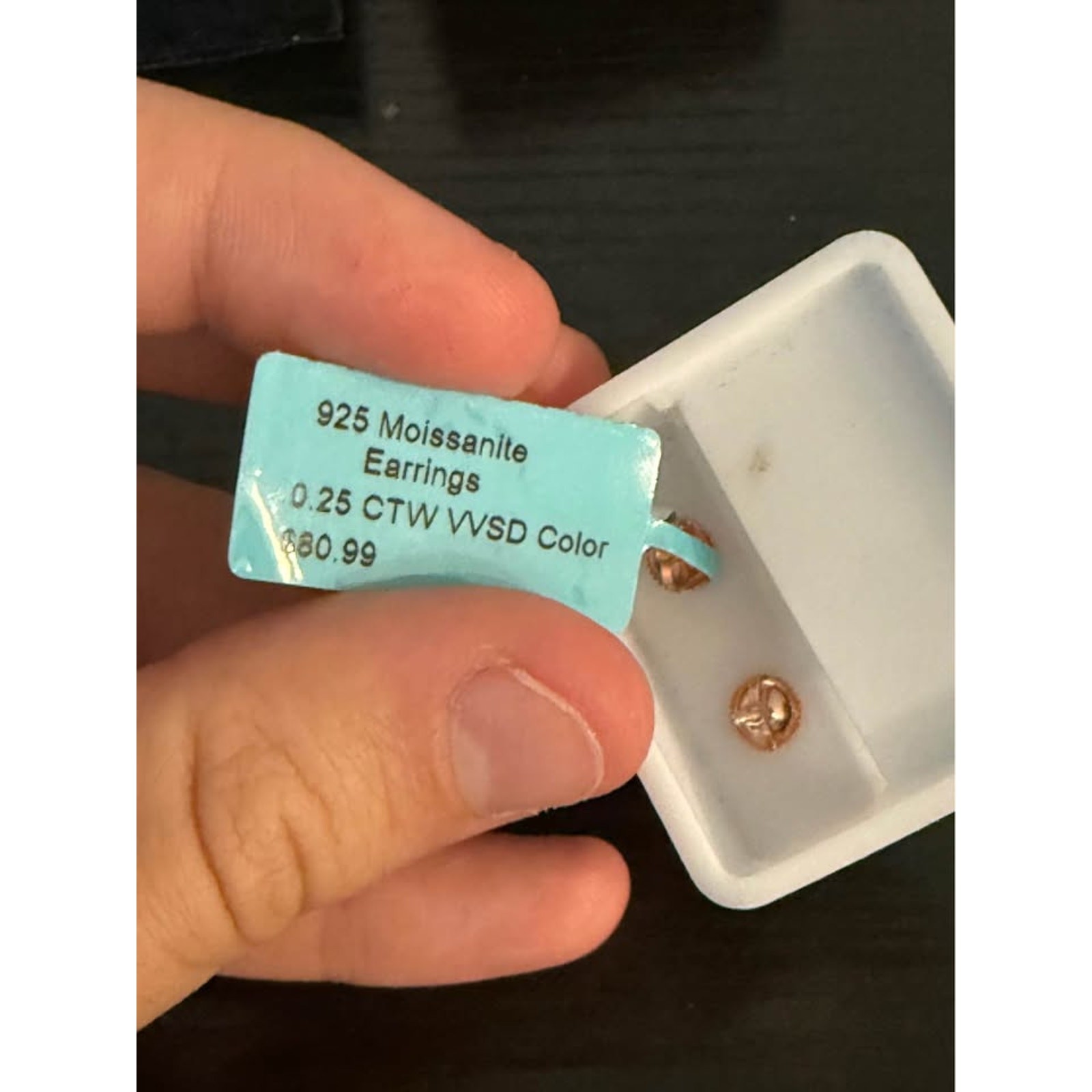 925 Sterling Silver Moissanite Square Stud Earrings