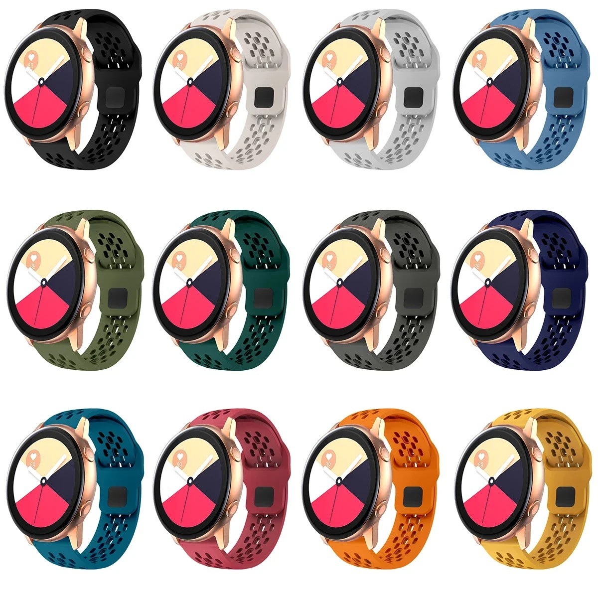 18mm 20mm 22mm Breathable Silicone Sport Watch band Silicone Strap