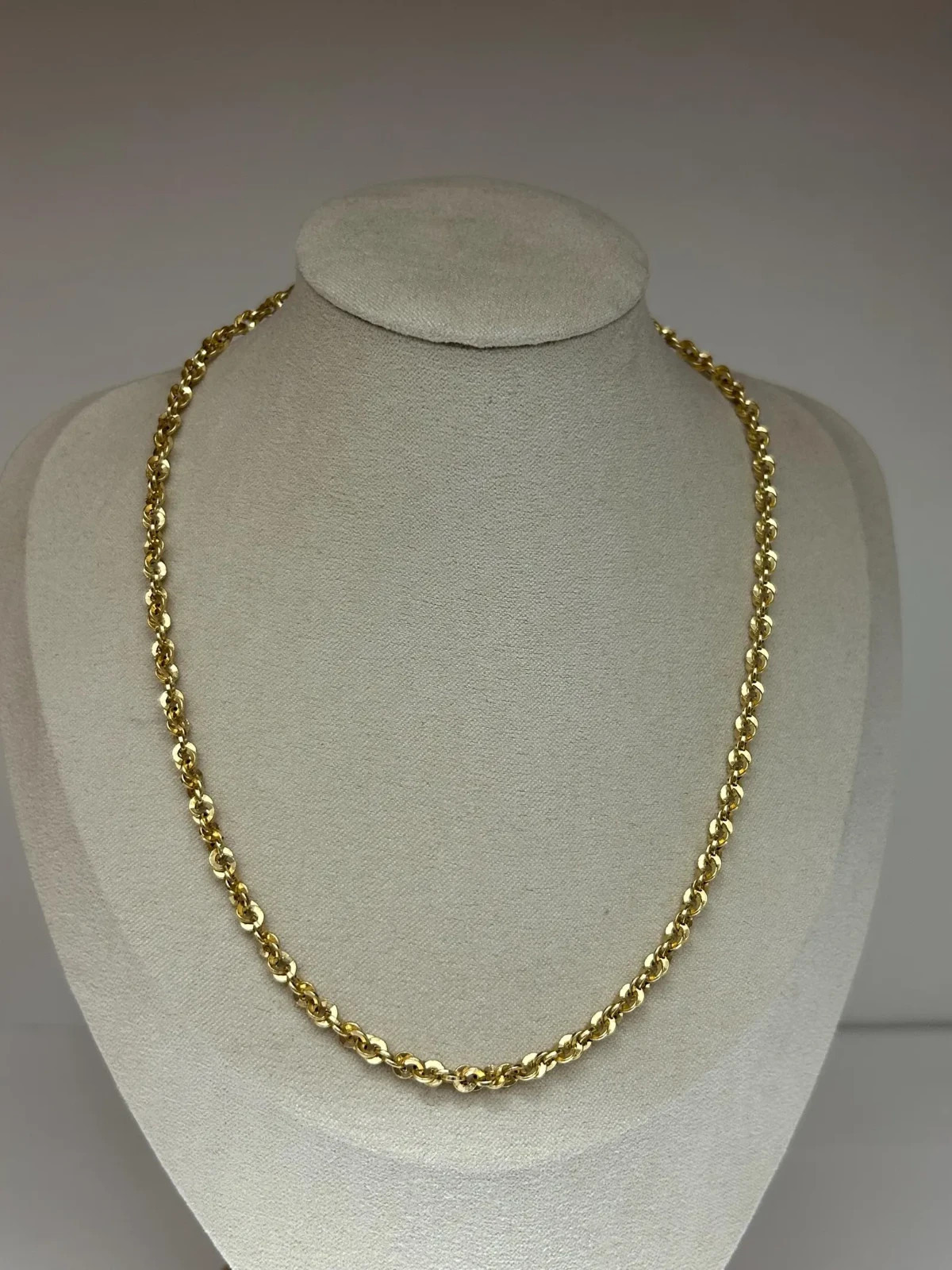 Japanese K18 Polished Double Twist Chain Necklace Solid 18K Gold Collar Necklace